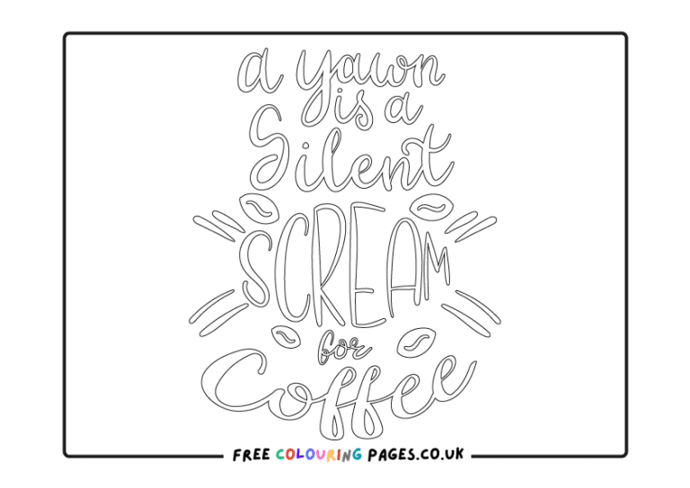 Coffee Themed Colouring Pages