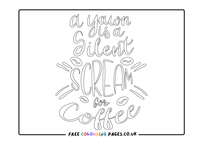 Coffee Themed Colouring Pages