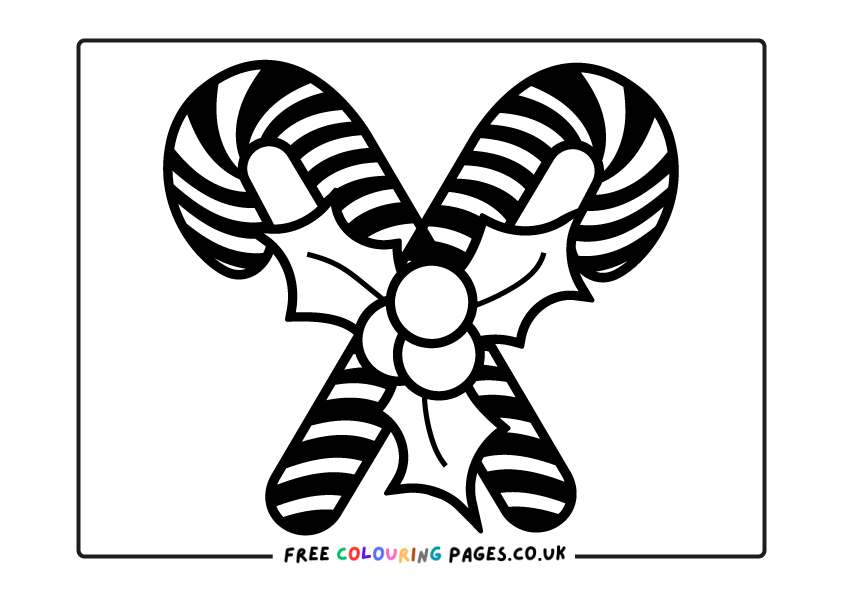 Christmas Candy Canes Colouring Pages