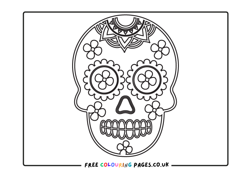 Halloween Sugar Skull Colouring Page