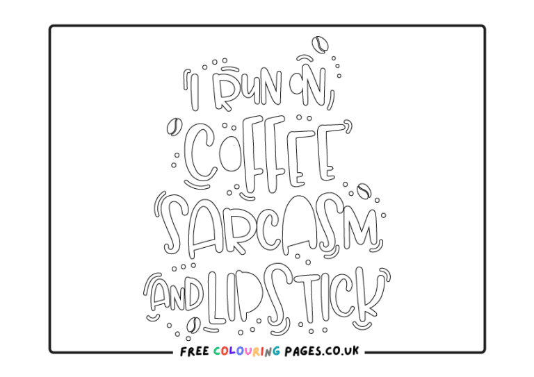 Coffee themed colouring pages