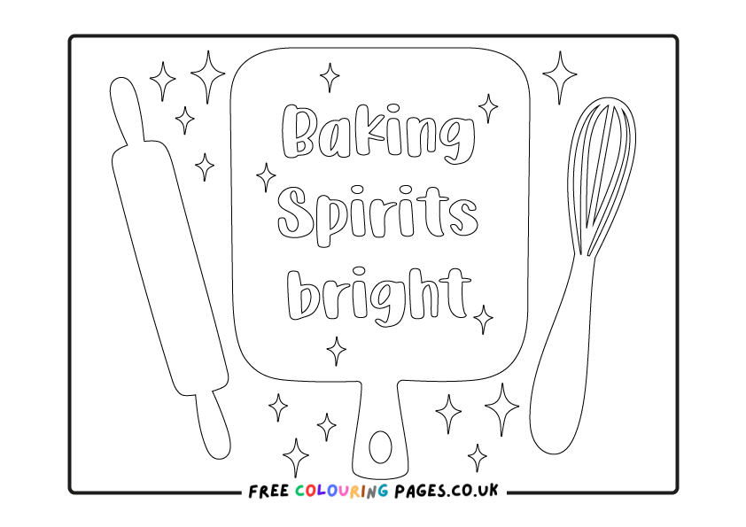 Christmas Baking Colouring Page Free