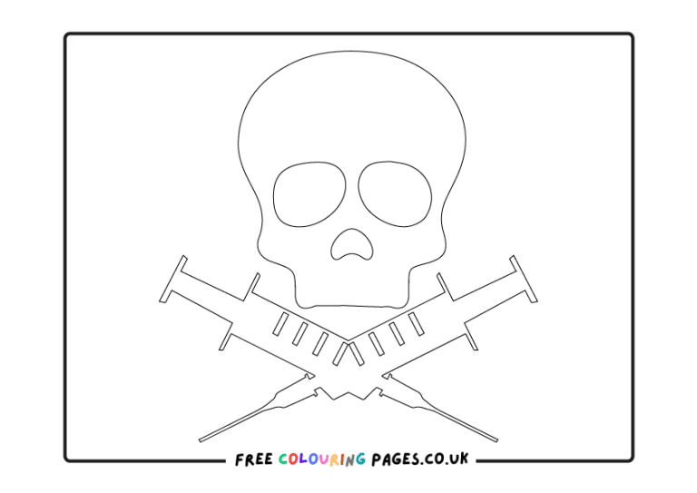 Skull Syringe Colouring Pages