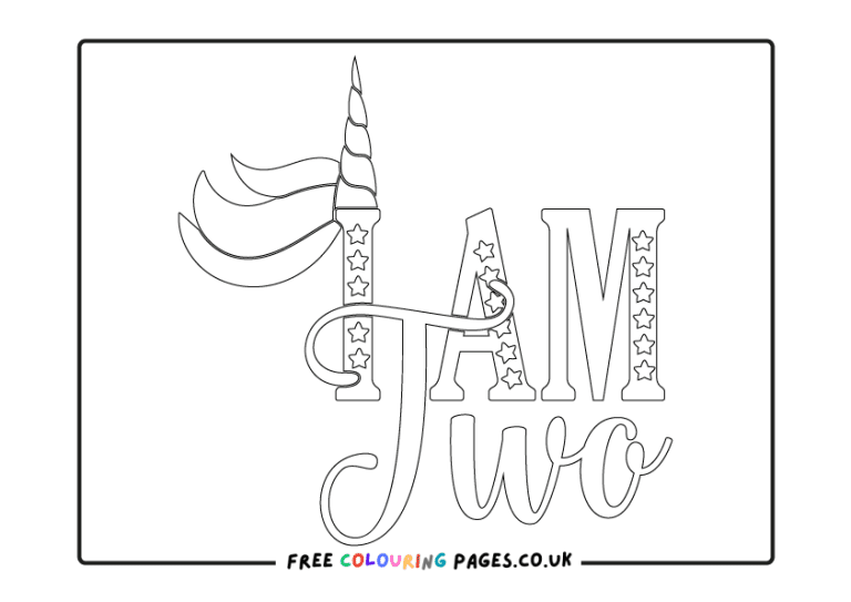 Unicorn Birthday Colouring Page