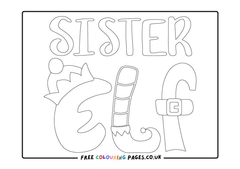 Free Elf Sister Colouring Sheet