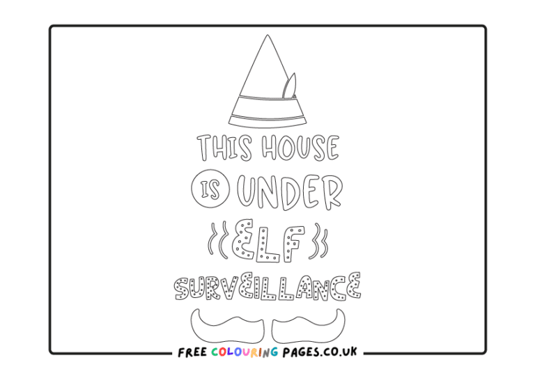 Free Elf themed Colouring Pages