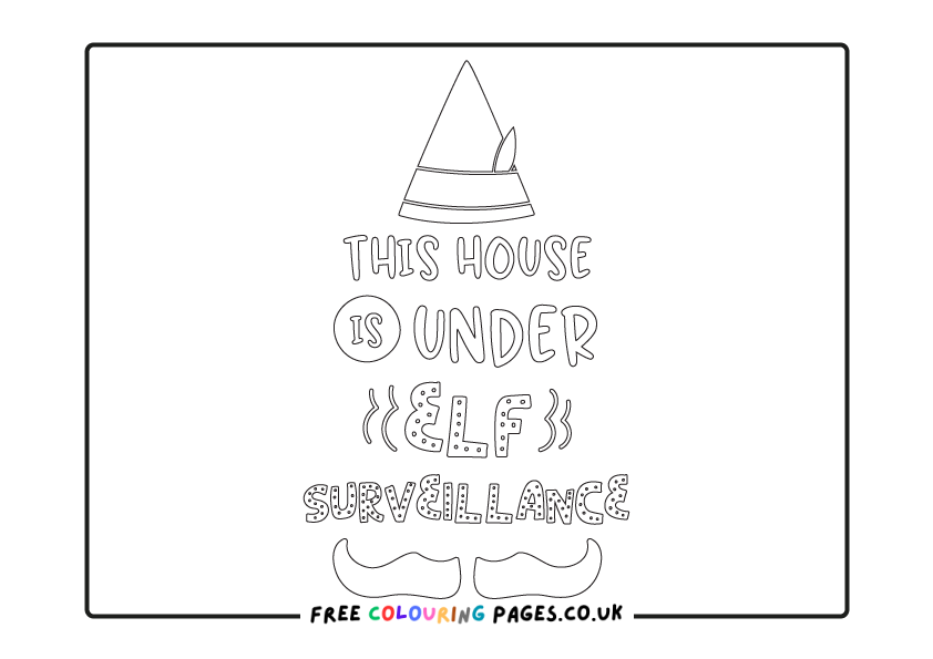 Free Elf themed Colouring Pages