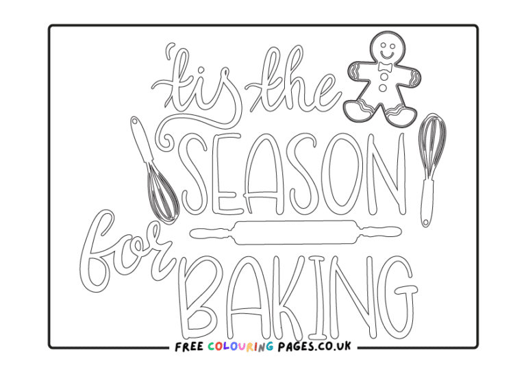 Xmas Baking Colouring Page Free