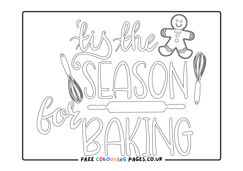 Xmas Baking Colouring Page Free