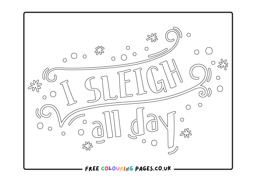 Free Sleigh themed colouring pages